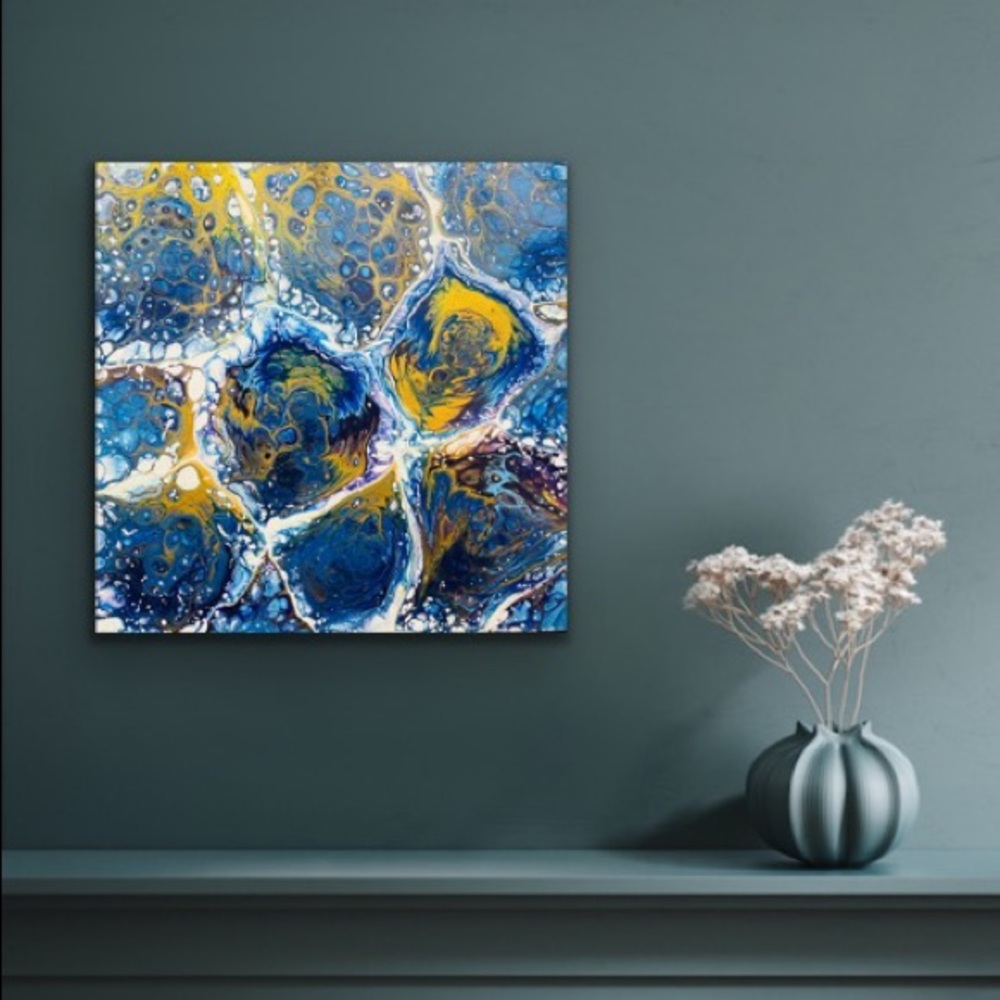 Painting - Fluid Art Original On 14x14 Canvas - Splash Of Heaven II